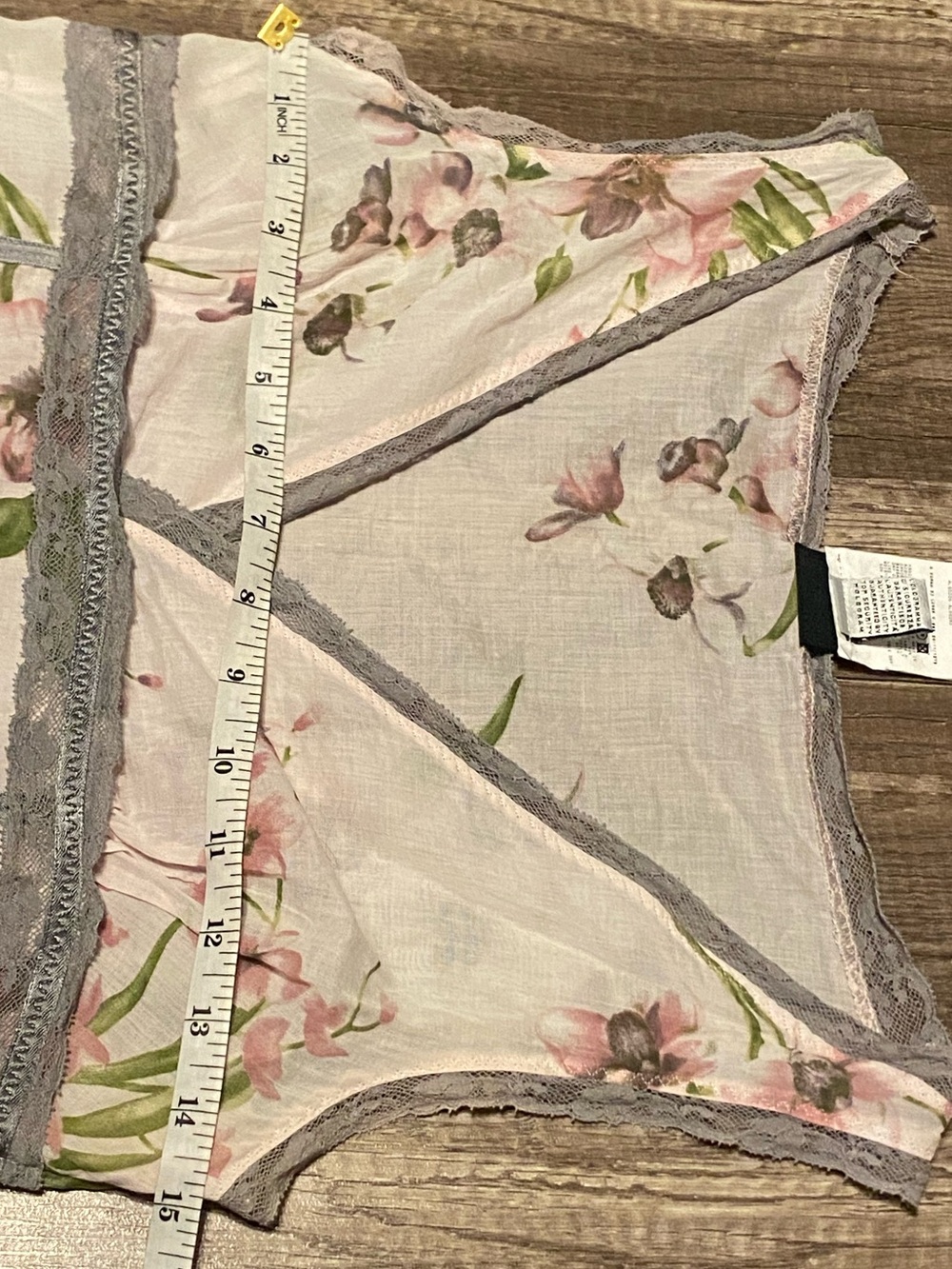 D&G Pink Floral V-Neck Lace-Trim Tank with Gray Accents - Picture 6 of 11